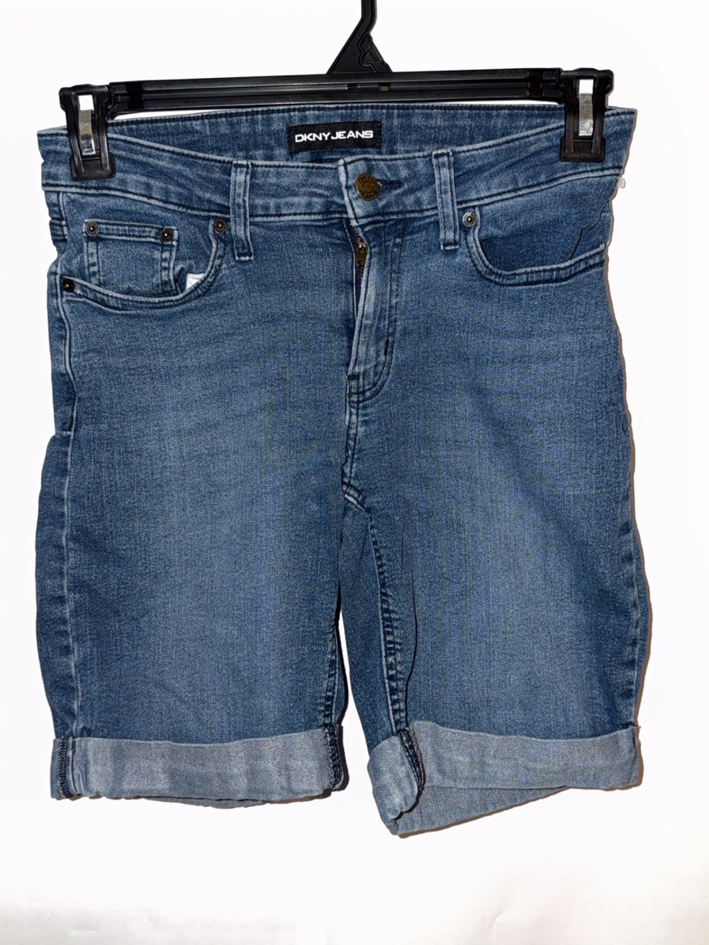 DKNY Blue Rolled-Hem Denim Shorts
